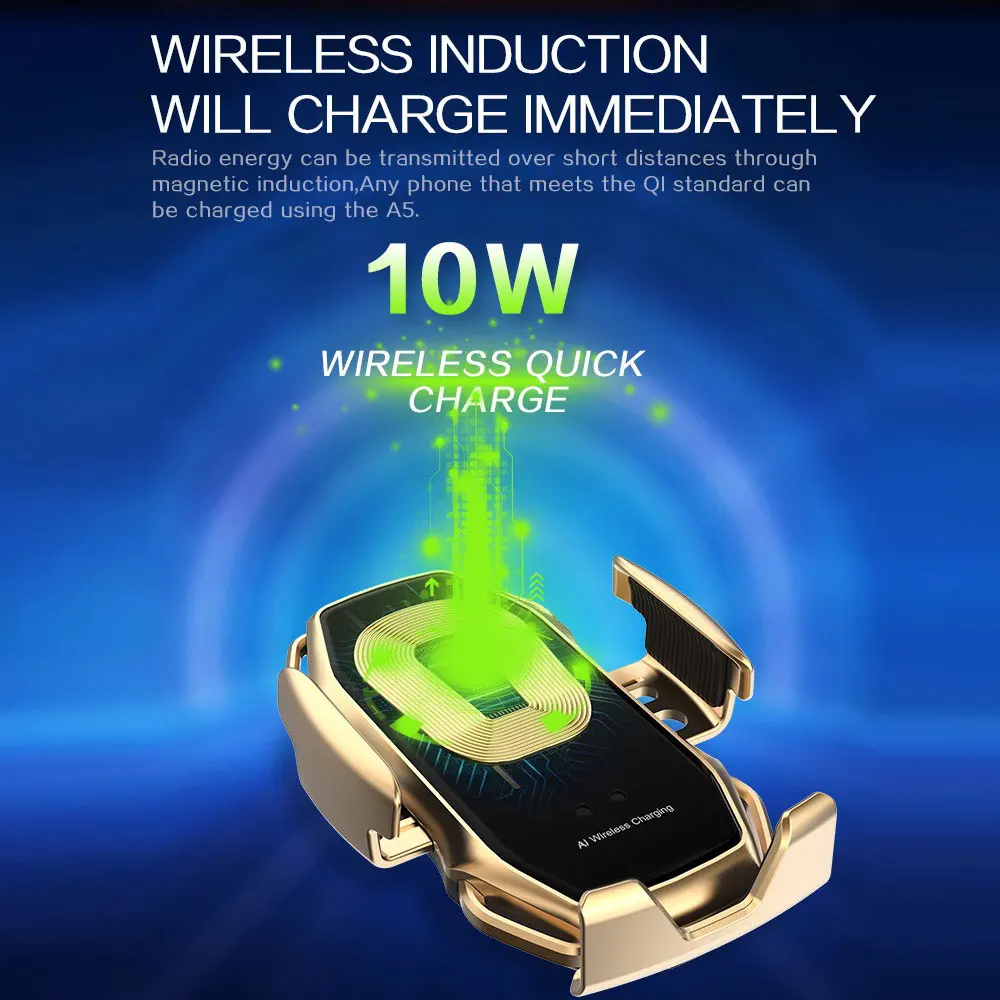 Automatisk Fastspænding Qi Trådløs Bil Oplader Mount Infrarød Sensor for Hurtig Opladning Holder Til iPhone 11 Pro XS Antal XR Samsung S10 S9