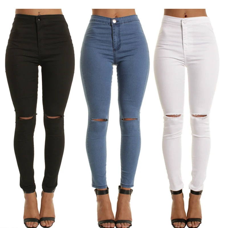 2020 Nye Ankomst Mode Hot Kvinder Tynde Denim Bukser Med Høj Talje Jeans Slim Blyant Ladies Casual Jeans W46
