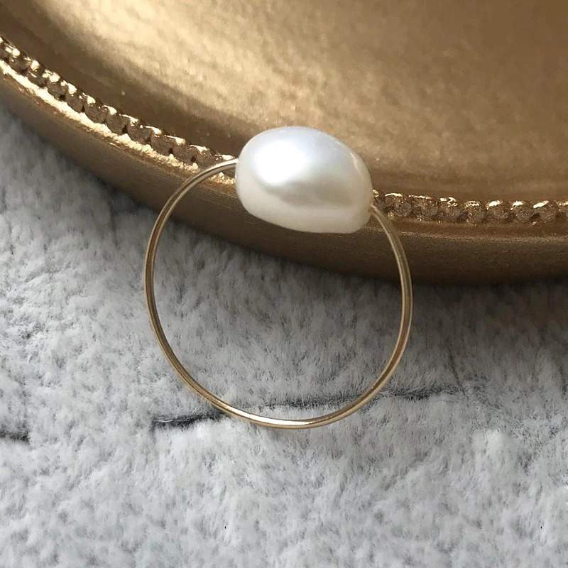 Naturlige Barok Perle Ringe 14K Guld Fyldt Kno Ring Mujer Bague Femme Håndlavet Minimalisme Smykker Boho Ringe til Kvinder