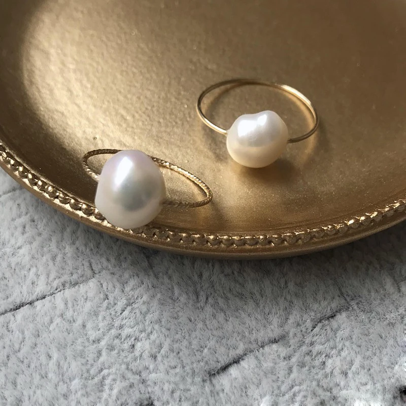 Naturlige Barok Perle Ringe 14K Guld Fyldt Kno Ring Mujer Bague Femme Håndlavet Minimalisme Smykker Boho Ringe til Kvinder