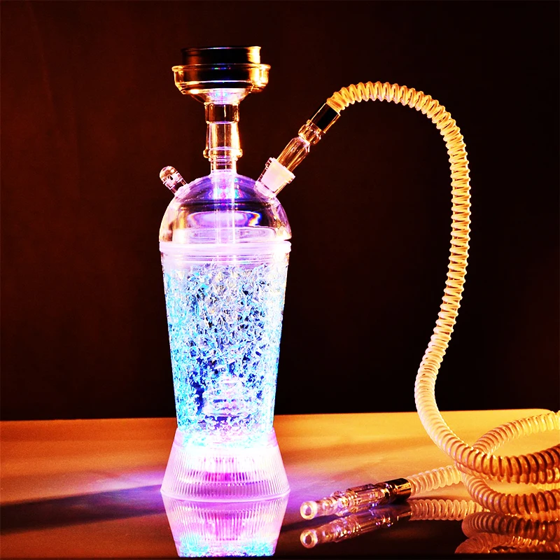Akryl Vandpibe shisha Kop Sæt Med LED Lys Shisha Rør vandpibe tilbehør Chicha Narguile Tilbehør Form Glas Vandpibe