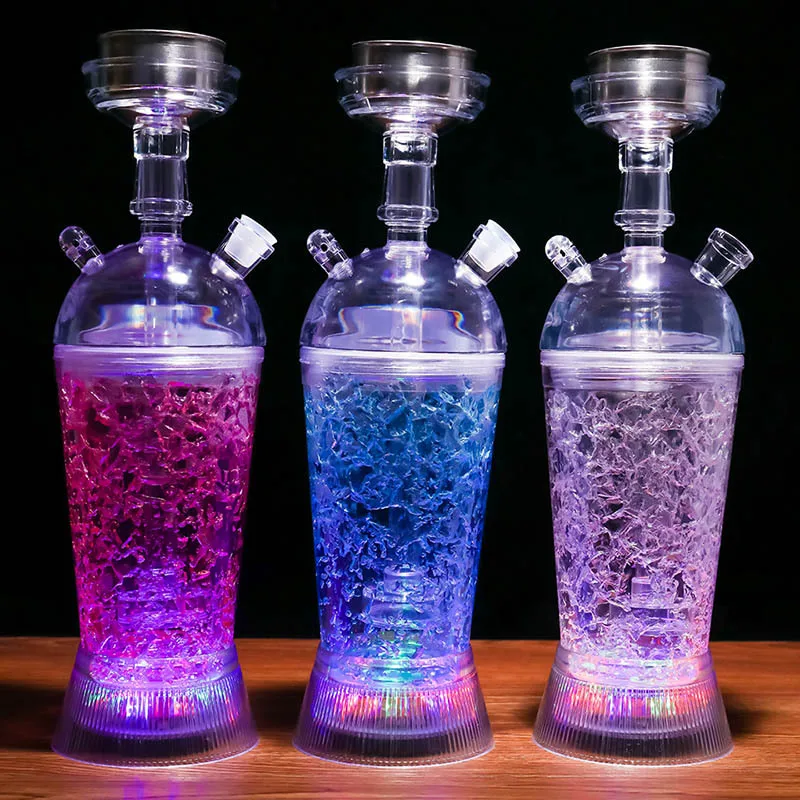 Akryl Vandpibe shisha Kop Sæt Med LED Lys Shisha Rør vandpibe tilbehør Chicha Narguile Tilbehør Form Glas Vandpibe