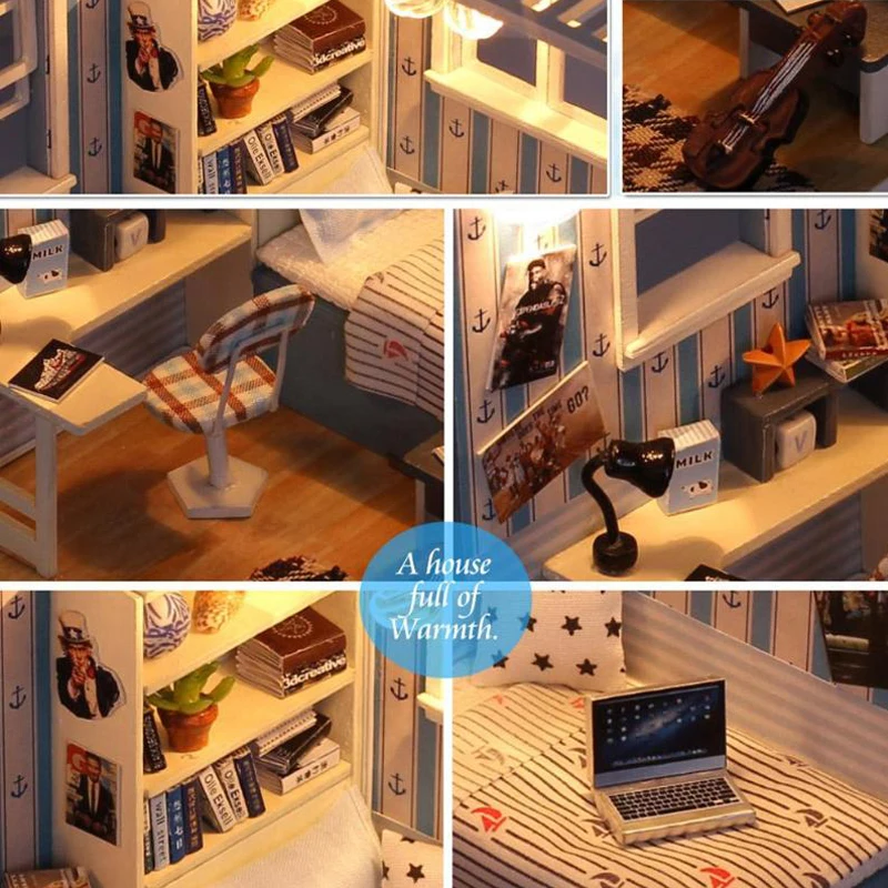 Roombox Dukkehus Miniature, Dukkehus Med Møbler Kit Træhus Miniaturas Legetøj Til Børn Nytår Julegaver