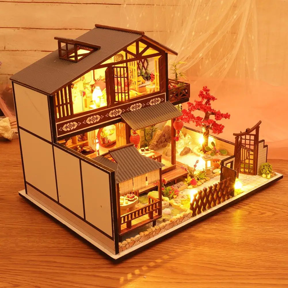 Dukkehus Kit Samlet Miniature Kabine DIY Håndlavet Hus med Musik, Bevægelse til Jul, Fødselsdag, Valentinsdag Gave #4O