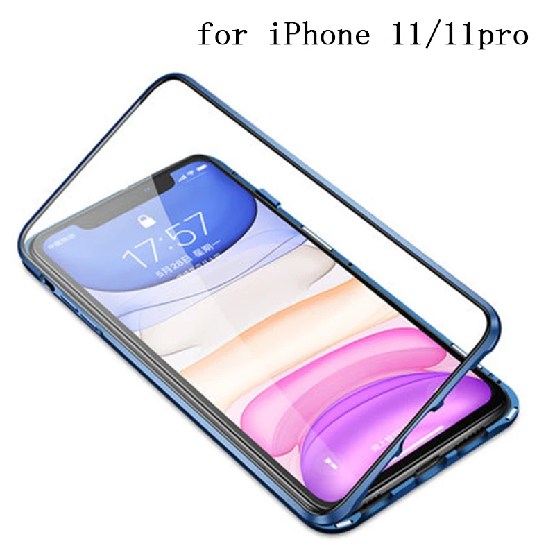 Ny Dobbelt Sidet Dække Huden til iPhone 11 Tilfælde Glas Magnetiske Adsorption Tilfældet for iPhone-11 Pro Max Metal Bumper til iPhone11