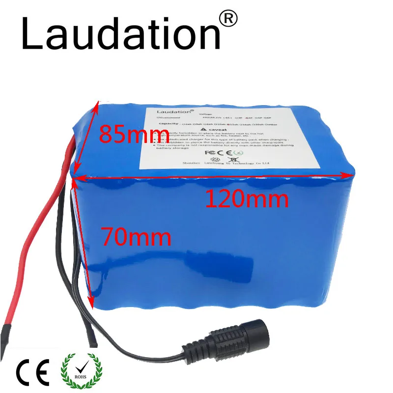 Laudation 24V 12AH Lithium Batteri 24V 12800mah 6S 4P Motor Kørestol Lithium-Ion-Batteri 250W 350W El-Cykel+2A Oplader