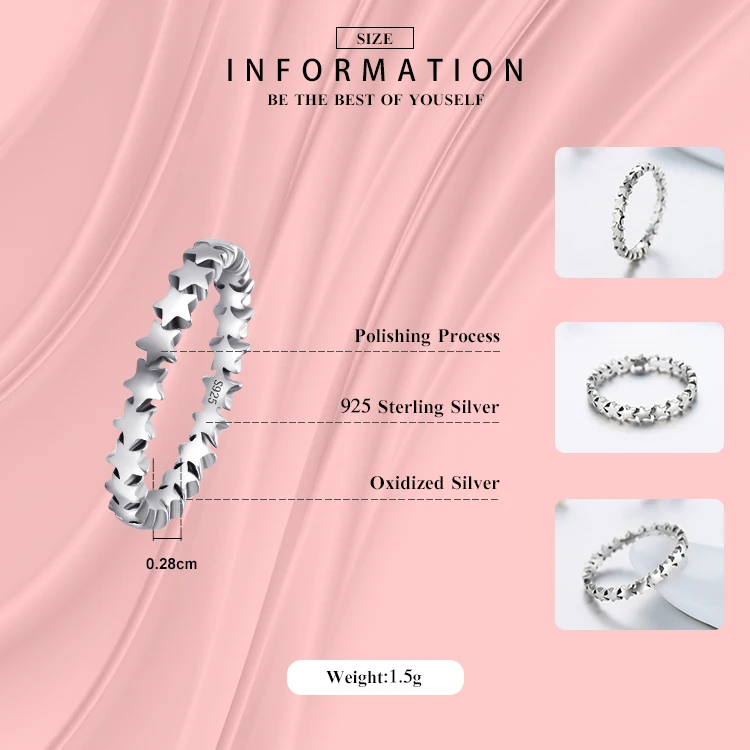 Ny Mode Trail Stables Til Kvinder Ringe Bryllup Finger Stjerner Ring Ægte Stjerne Ægte 925 sterling sølv smykker Stil