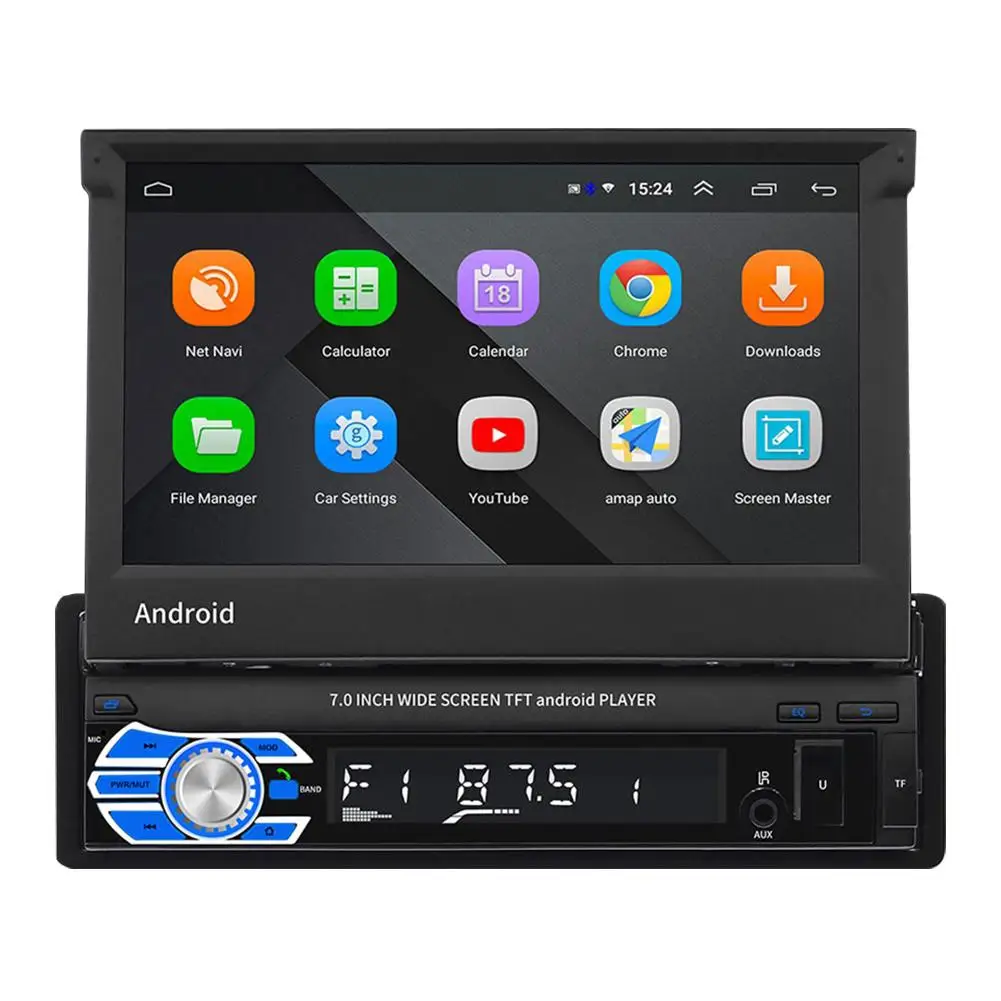 Bilen Multimedia-Afspiller 1 Din Android 8.1 Bil-Radio, MP3-Afspiller, GPS-Navigation Udtrækkelig Skærm, Bluetooth, bakkamera