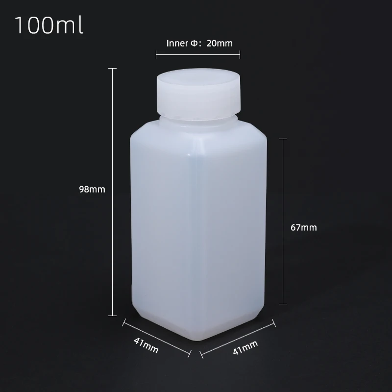 20PCS Tom Firkant flasker smalle munden HDPE flasker til opbevaring af Flydende Reagens fødevaregodkendt 100 ML Kosmetiske container