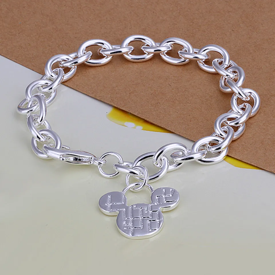 Mode 925 Sølv Søde Mickey Charme Armbånd Smykker Armbånd Til Kvinder Pige Gave