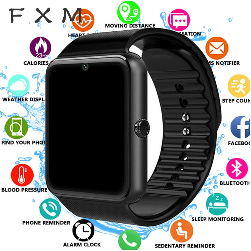 FXM Bluetooth Smart Ur Mænd til Iphone Telefon for Huawei, Samsung Android Støtte 2G SIM-TF Kort, Kamera, Digital ur Mænd