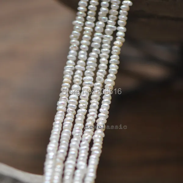 5*7MM eller 3*4MM 2Strands/Pack AA Naturlig Hvid ferskvandsperle Tråde Smykker Perler