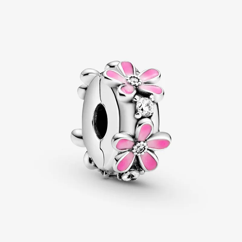 2020 Mode Nye Perler Pink Daisy Blomst Klip Charms passer Oprindelige Europæiske Armbånd Kvinder DIY Smykker