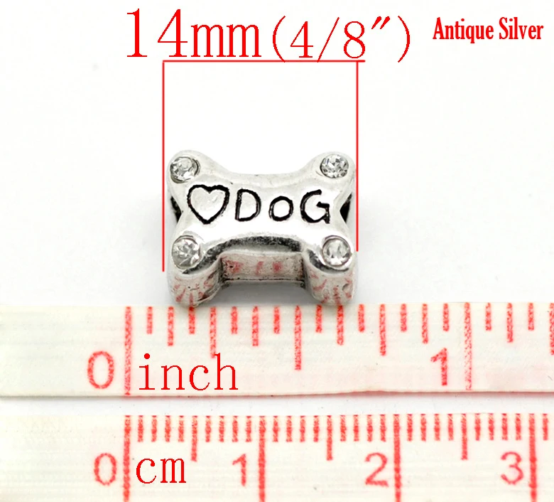 DoreenBeads 10stk Sølv Farve Besked Europæiske Charme Perler 14mmx11mm( 4/8