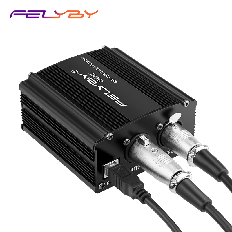 FELYBY 48V phantom power til enhver kondensator mikrofon optagelse