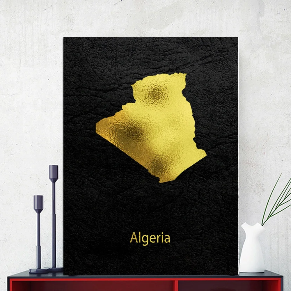 Golden Kort Kunst Algeriet Plakat Kunst, Lærred, Plakat Stue Hjem Væggen Indretning (Ingen Ramme)