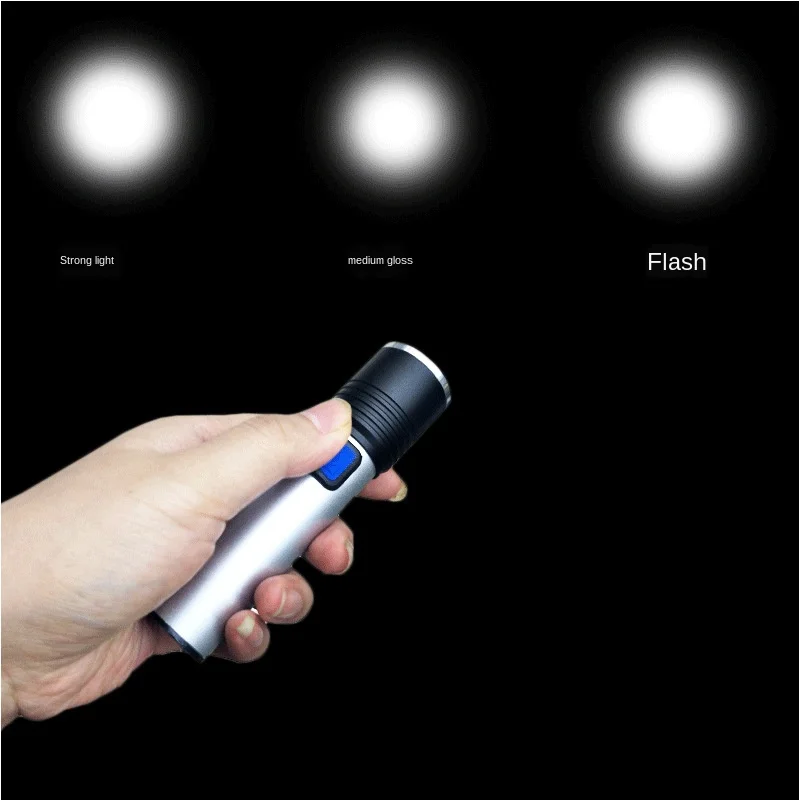 ZHIYU Super lyse Genopladelige LED Lommelygte Vandtæt Lommelygte 3 belysning tilstande Zoomable T6 LED-lys Med usb Opladning Kabel