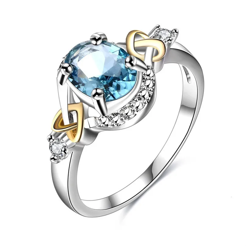 Vielsesringe til Kvinder, Sterling 925 Sølv Damer Fine Smykker Blå Oval Ring Brude Engagement Party Bijoux Femme R542