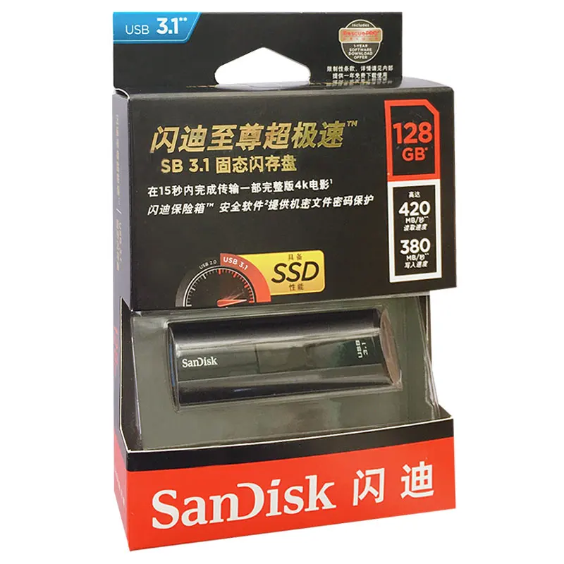 SanDisk CZ880 Extreme PRO 128GB 256 gb USB 3.1 ssd-Flash-Drev, Pen-Drev med Høj Hastighed 420MB/s Pendrive-Hukommelse Usb-Stick