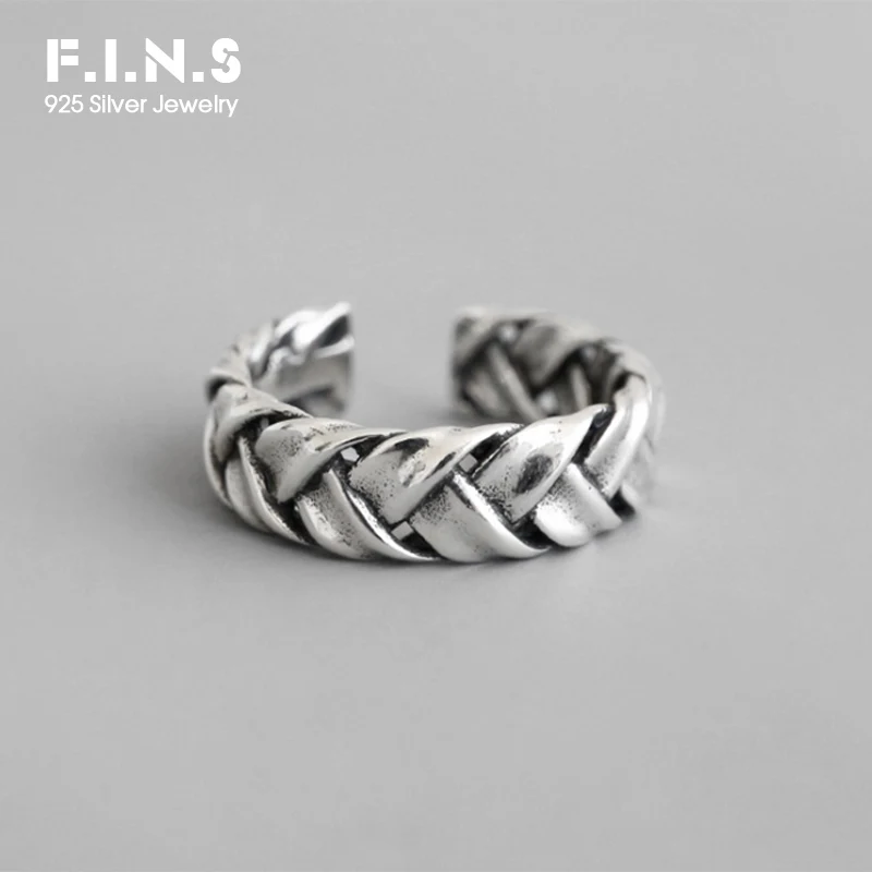 F. I. N. S Antient 925 Sterling Sølv Vinke Ringe til Kvinder Åbning Justerbar Finger Ringe Vintage Smykker Sølv 925