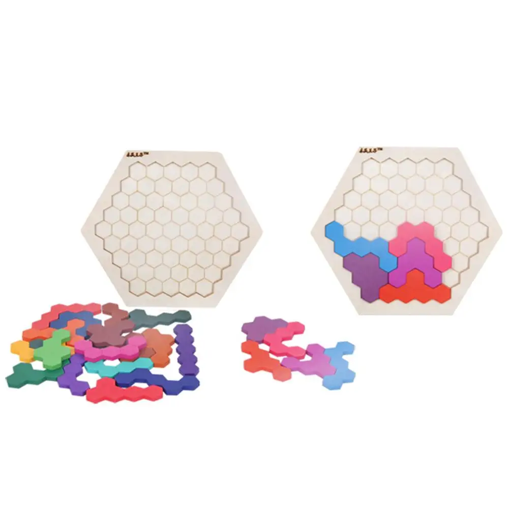 Træ-Pædagogisk Legetøj Puslespil Honeycomb Sjov Blok Fantastiske Puslespil Udvalg Af Puslespil Brikker Forsamling Toy