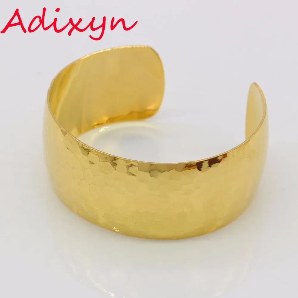 Adixyn Dubai Gold Bredde Kvinder Armringe I Guld Farve/Kobber Trendy Armbånd Smykker Afrikanske/Etiopiske/Arabiske Armbånd Bryllupsgave