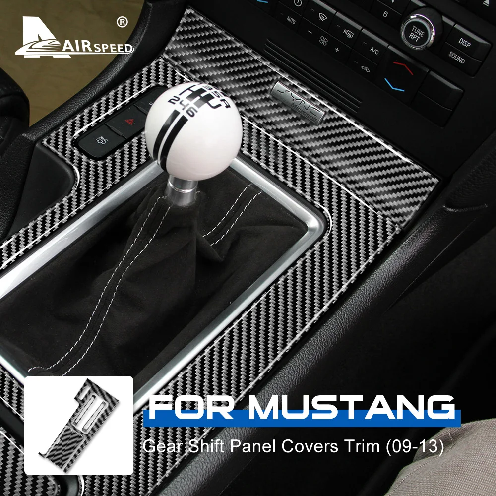 FLYVEHASTIGHED for Ford Mustang 2009-2013 Tilbehør til Ford Mustang Carbon Fiber Interiør Trim Bil Gear Shift Panel Cover Sticker