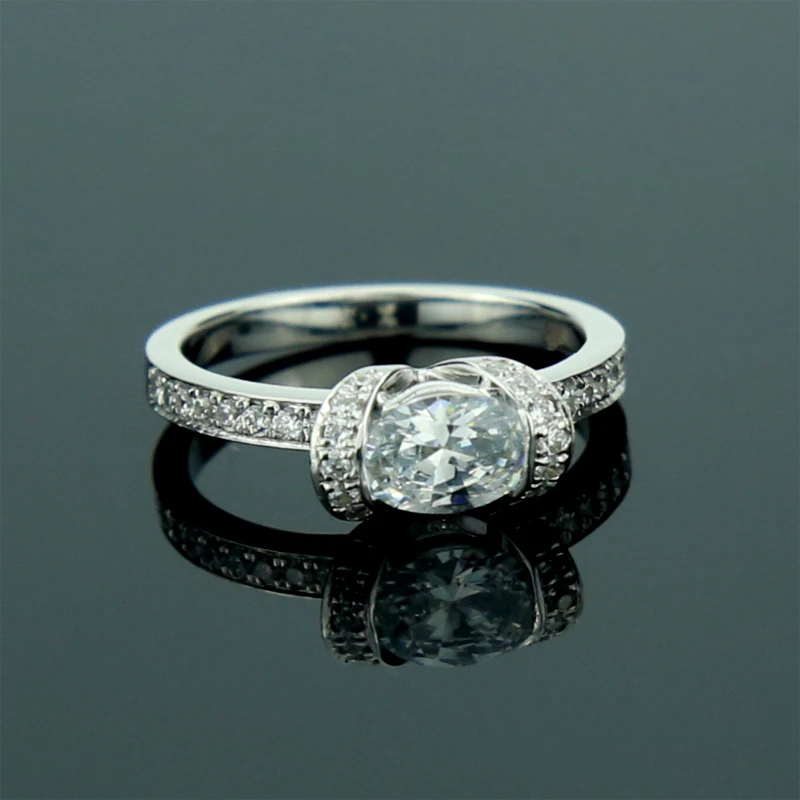 COLORFISH Klassiske Runde Cut 1 Carat Sona 925 Sterling Sølv Engagement Ring for Kvinder Jubilæum Smykker