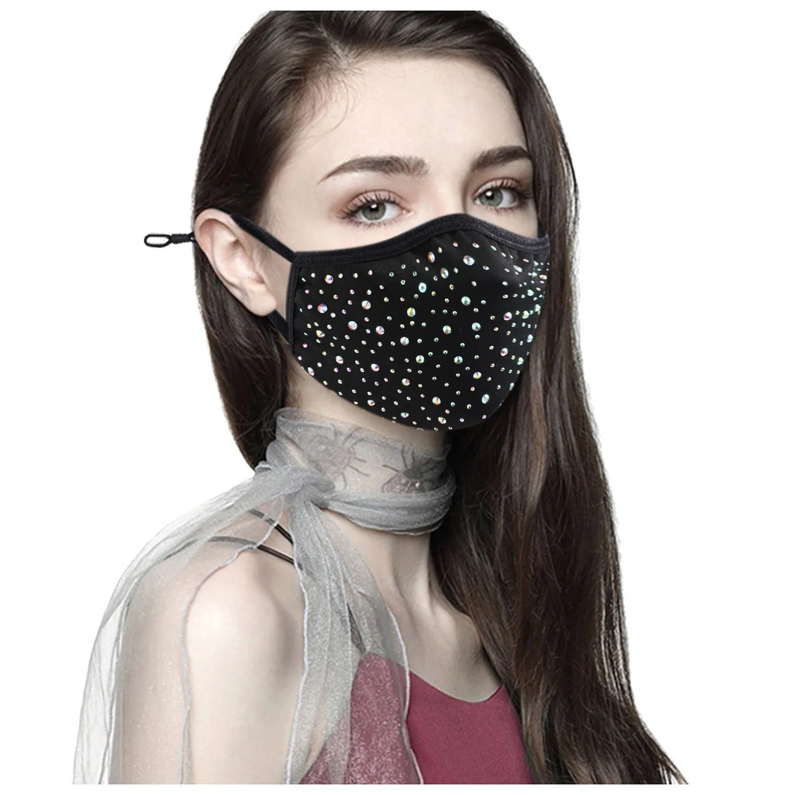 Lysende Ansigt Maske Til Voksne Kvinder Mode Glitter Munden Maske Genanvendelige Vaskbar Åndbar Bomuld Maske Fest Mascarilla Masque