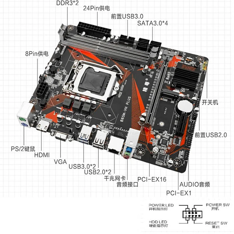 B85 Bundkort HDMI VGA-SATA III, USB 3.0 DDR3 16G Hukommelse M. 2 NVMe SSD Intel LGA1150 CPU I3 I5-I7 CPU Desktop Bundkort 1150