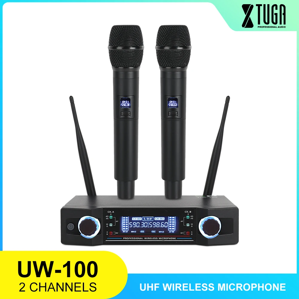 UW-100 Professionelle Trådløse UHF Mikrofon-System 2 Kanal Håndholdte Mikrofon, der Bruges i Karaok Kirke Parti Konference Fase