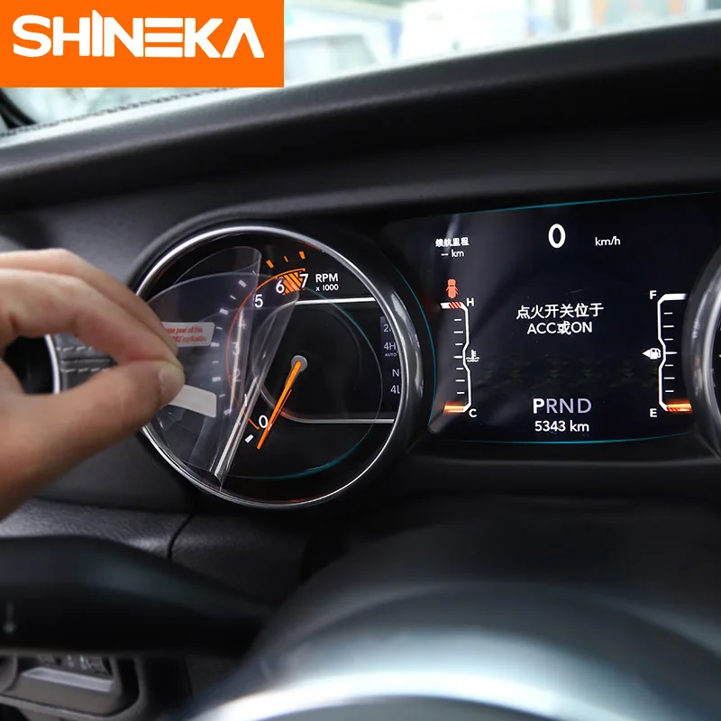 SHINEKA For Jeep Wrangler JL Bilens Instrumentbræt Klistermærker GPS Navigation Screen Protector Film Tilbehør Til Jeep Wrangler JL 2018 +