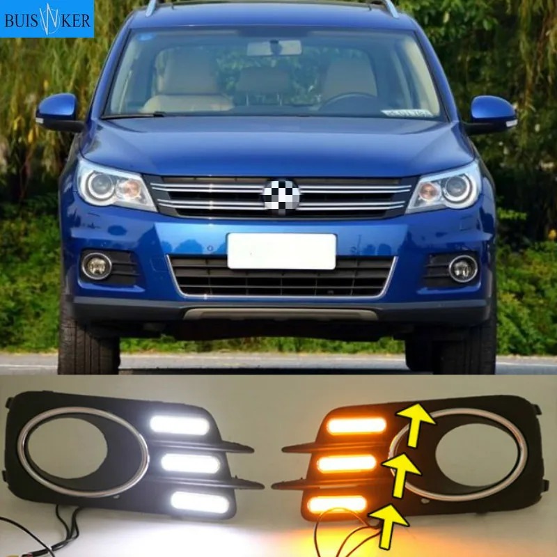 2stk For Volkswagen VW Tiguan 2010 2011 2012 LED KØRELYS Kørelys Dagslys kørsel gule Signal-lamper