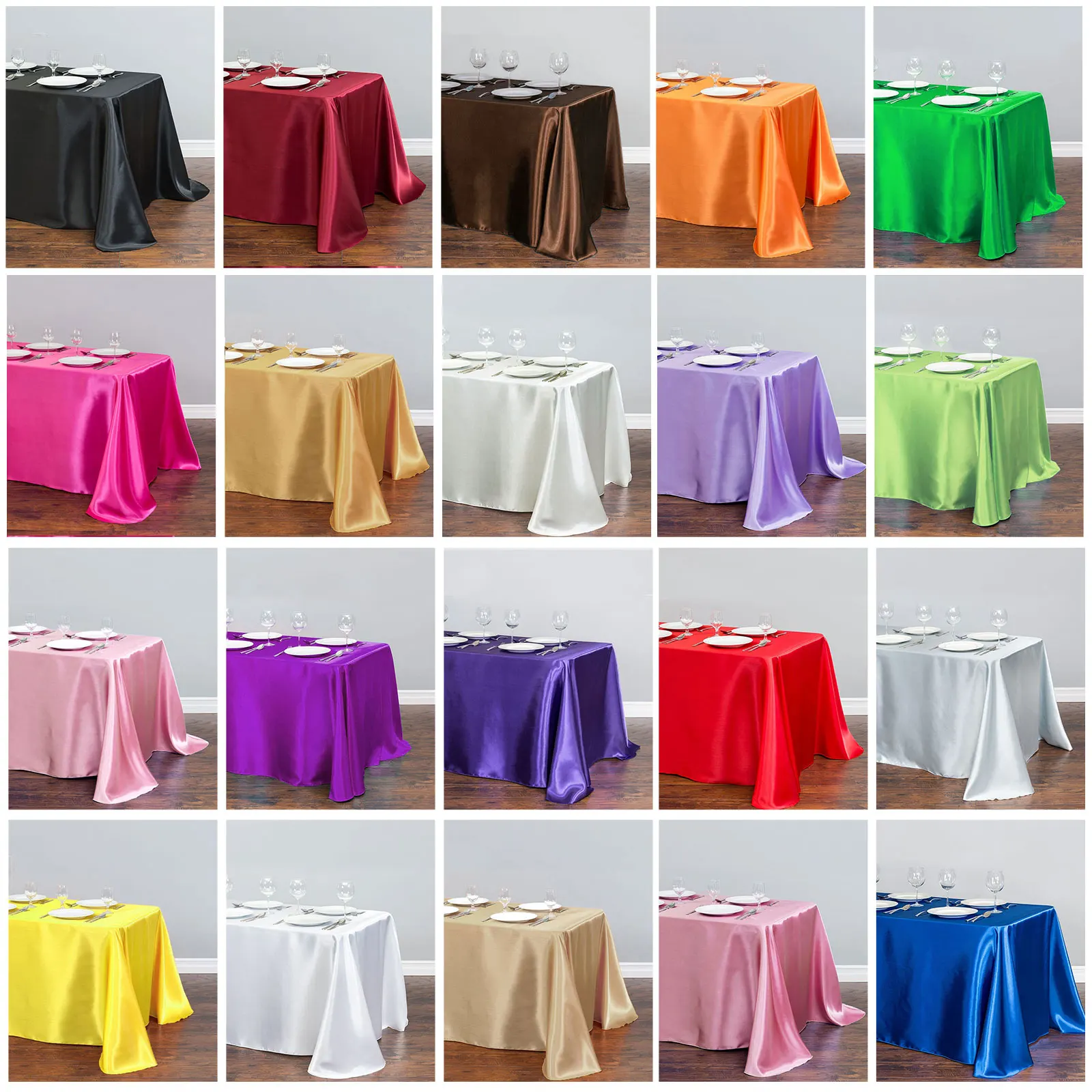 22 Solide Farver Rektangulære Satin Duge Bordet Cover til Bryllup, julefrokost, Dekorationer,1stk Størrelse 228x335CM-90x132inch