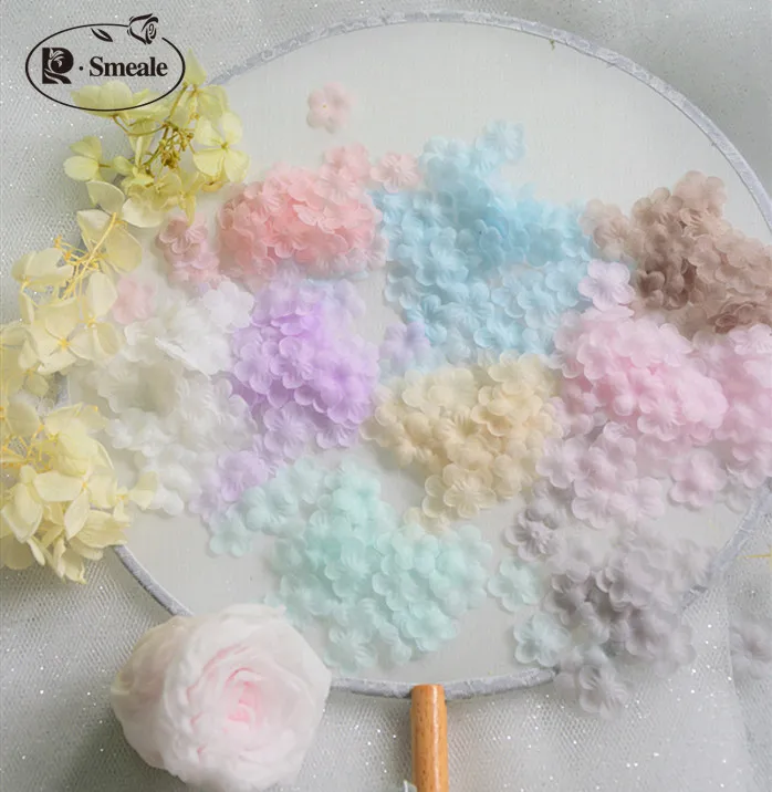 200PCS Flerfarvet DIY Håndlavet 3D Organza Blomst DIY Bryllup Kjole, Slør Mini Blomster Baby Tøj Materialer til 1,5 cm