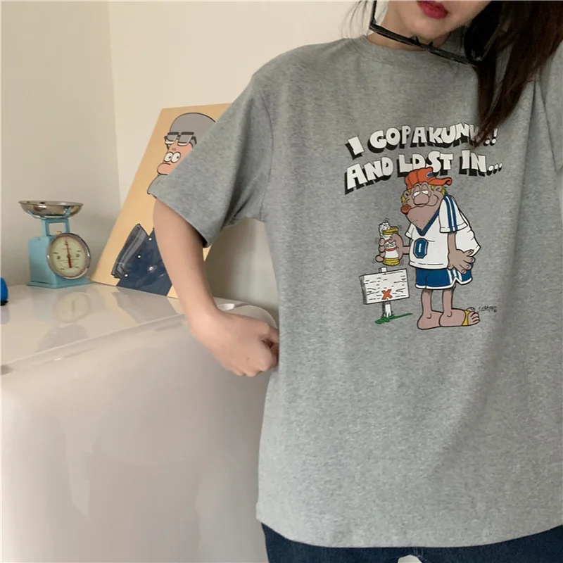 Kvinder Sætter Koreanske Enkel Fritid Sommer Sød Preppy Piger Outfits Harajuku Print Chik T-Shirt Stilfulde Grundlæggende Dame Bred Ben Bukser