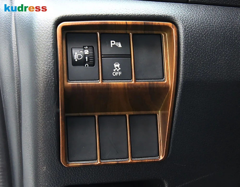 For Honda CRV CR-V 2017 2018 2019 ABS Træ, Korn bilforlygte Switch Panel Frame Cover Sticker Styling Interiør Tilbehør
