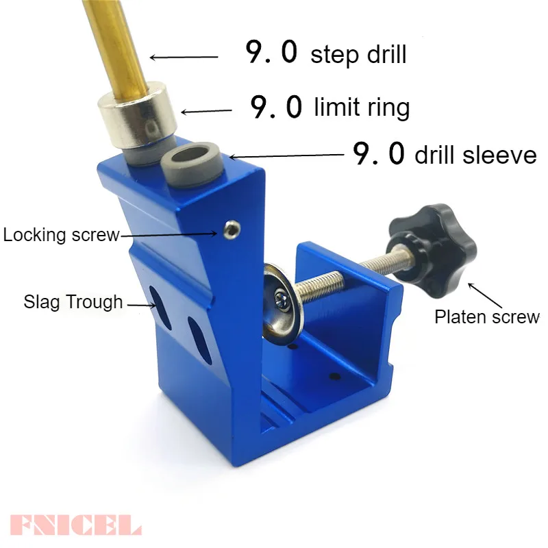NYE Pocket Hul Puncher Jig Kit Vinkel Bore Guide Indstillet til Træ hulsav Trin Bor Skruetrækker Bit med Lomme Stik Skruer