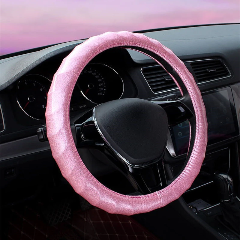 Bling Fluores Pink Rattet Cover Læder Massage Stering Tilfælde Fire Sæson Auto Interiør Tilbehør Til Piger Kvinder