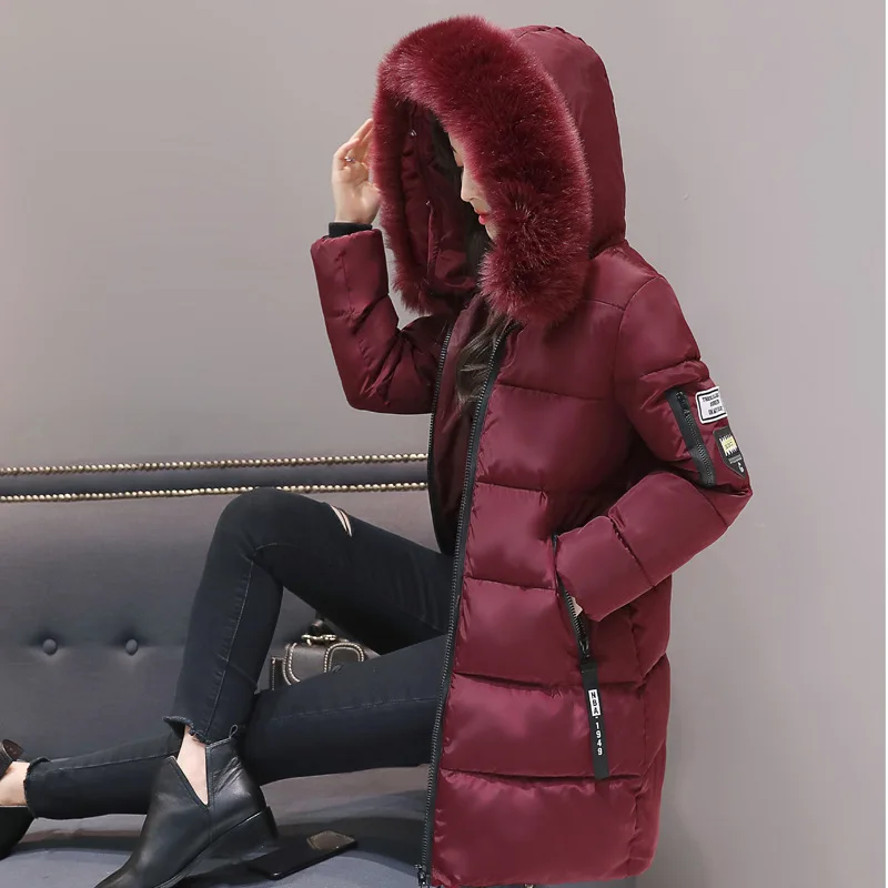 Parka Women Winter Coats Lang Bomuld Casual Pels Hætteklædte Jakker Kvinder, Varm, Vinteren Parkacoats Kvindelige Frakke Frakke 2019