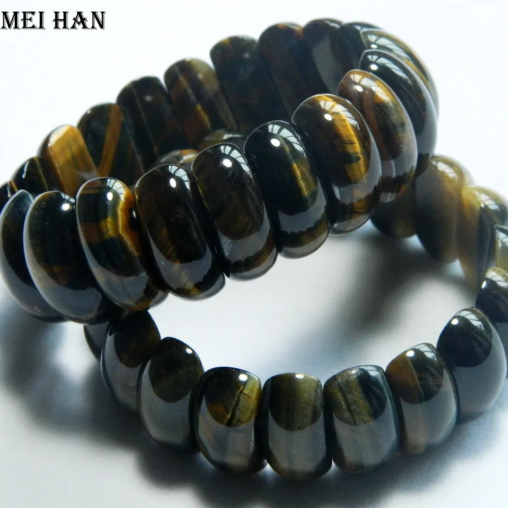Meihan på en Naturlig blå gul tiger øje 10*22mm elastisk snor kvinder armbånd armbånd charme perler til smykkefremstilling ædle sten