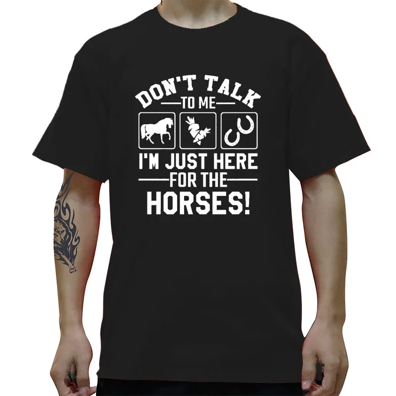 Lige Her for Heste Sjove Grafiske T-Shirt Herre Sommer Stil, Mode Korte Ærmer Overdimensionerede Streetwear T-Shirts