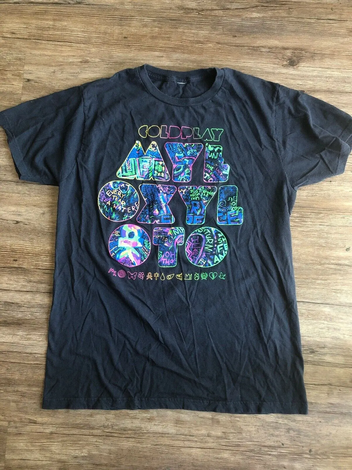 Coldplay Mylo Xyloto Herre T-Shirt Sjældne Farverige Navy Blå T-Shirt Tee