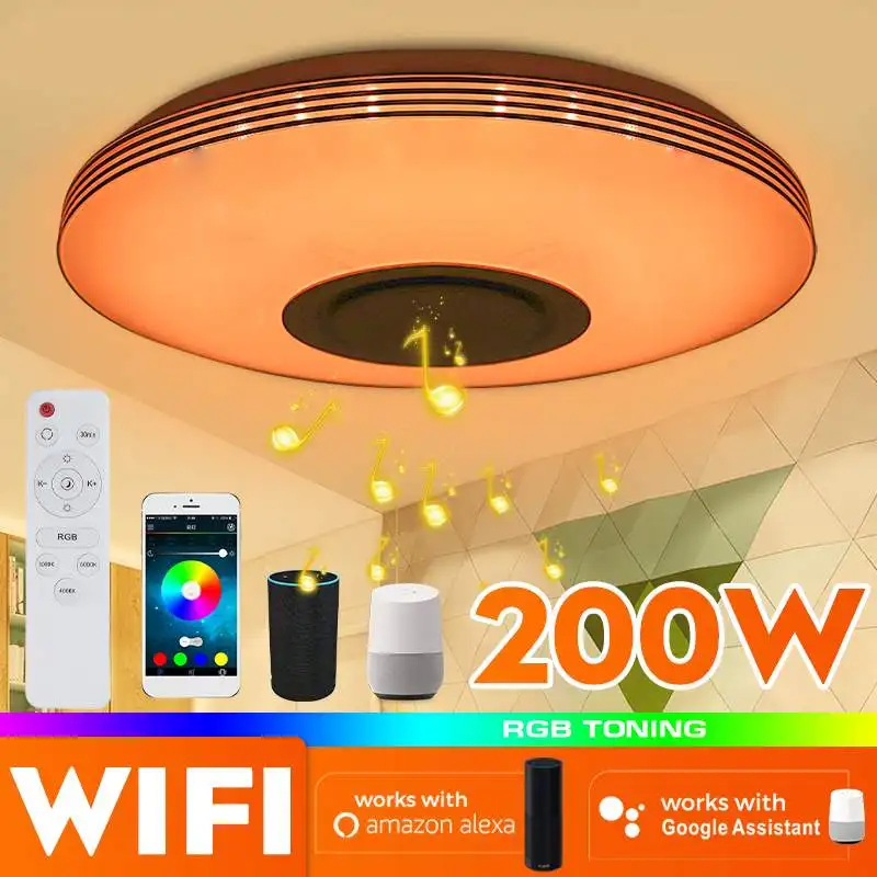 200W Moderne RGB LED loftslampe Hjem Belysning bluetooth Musik, Lys Soveværelse WiFi APP Fjernbetjening Smart Loft Lampe