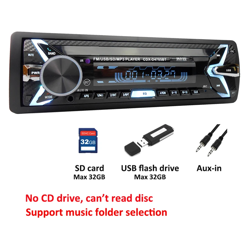 Aftagelig Bil-Radio, Bluetooth Autoradio USB 1 Din Stereo Lyd MP3-Afspiller, SD-Aux-in FM-Tuner, Høj Effekt hovedenheden PHYEE 4785BT