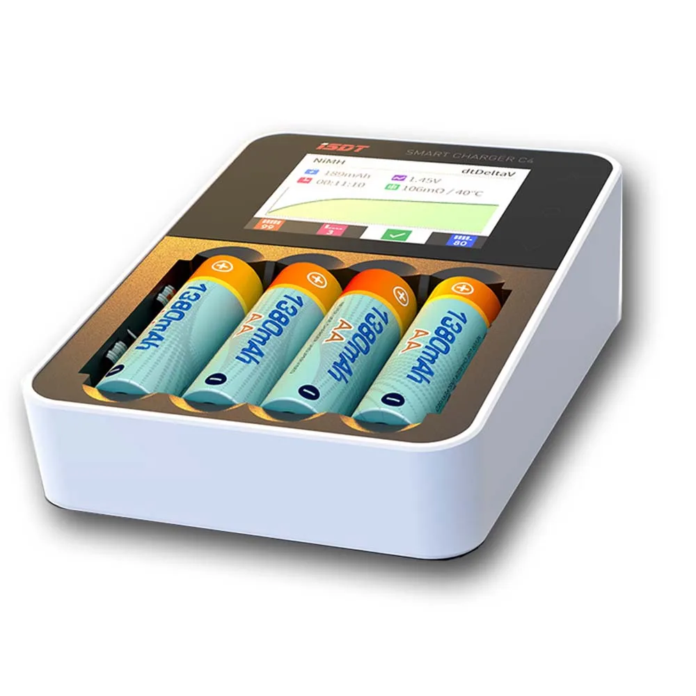 ISDT C4 8A Touch Screen Smart Batteri Oplader Med Farve Skærm og USB-Udgang Til 18650 26650 AA AAA-Batteri