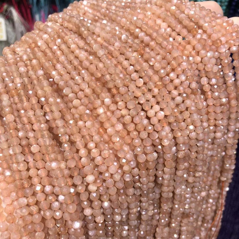 Natural Orange Månesten Perler af Høj Kvalitet Micro Afsnit Perle Sten Løse Perler DIY Tilbehør Til smykkefremstilling-Armbånd
