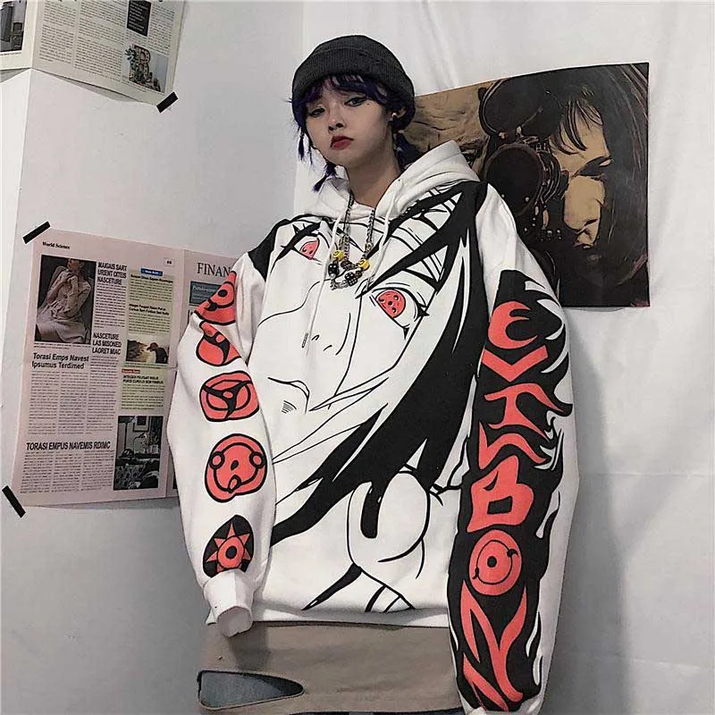 2020 Efterår og vinter Anime Naruto Sasuke og Itachi Lignedede Print hættetrøjer Casual tykkere varm pullover hætte sweatshirt kvinder mænd