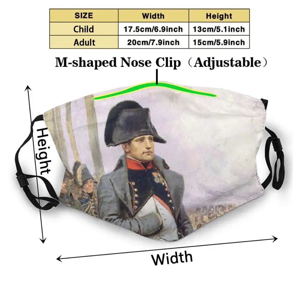 Napoleon Er Ofte Repræsenteret I Hans Grønne Oberst Uniform Af Chasseur À Cheval Af Imperial Guard. Genanvendelige Munden Maske