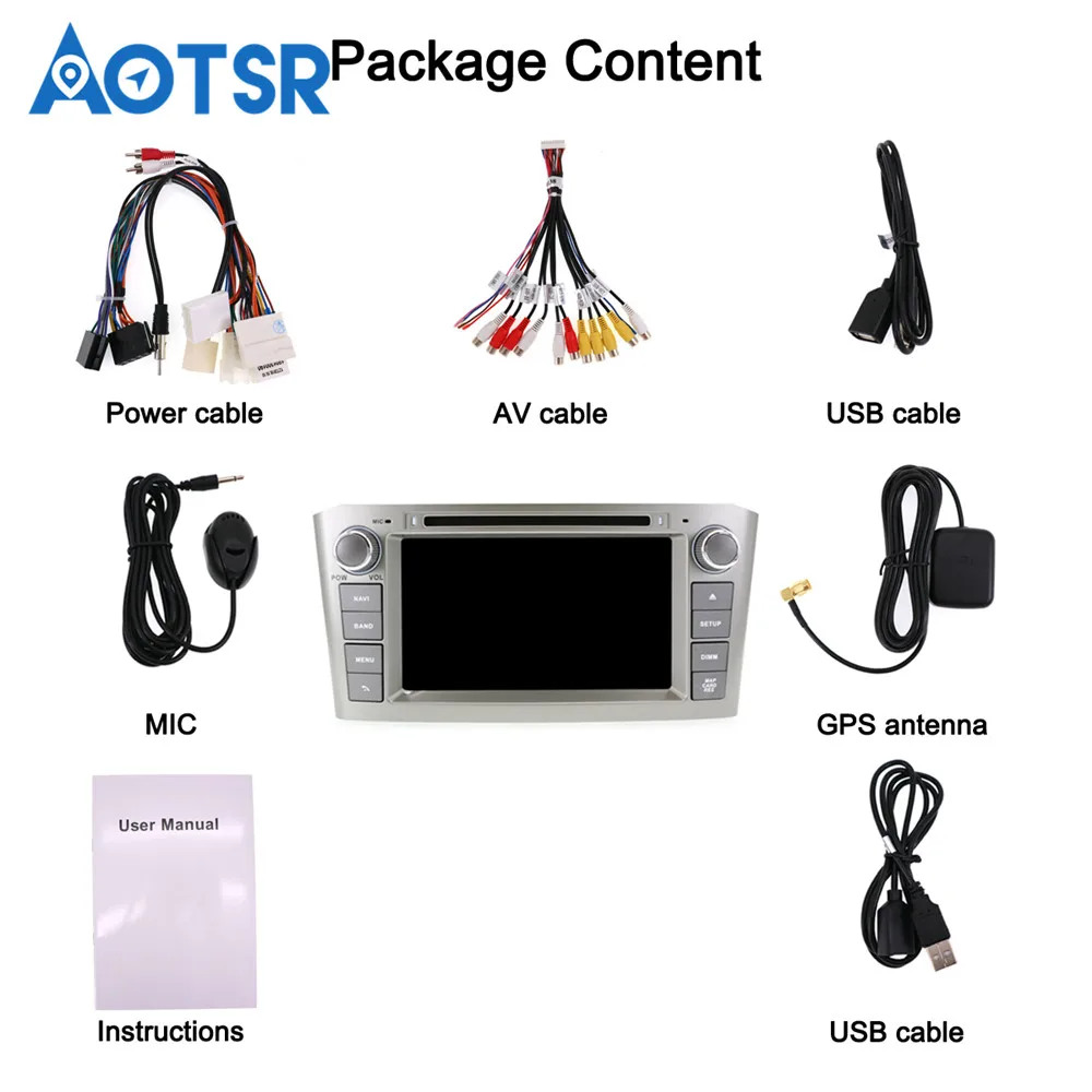 Android-10.0 RAM 4G DVD, Stereo Mms Til Toyota Avensis/T25 2003-2008 Radio GPS-Navigation Video Auto Audio Navigation Hoved